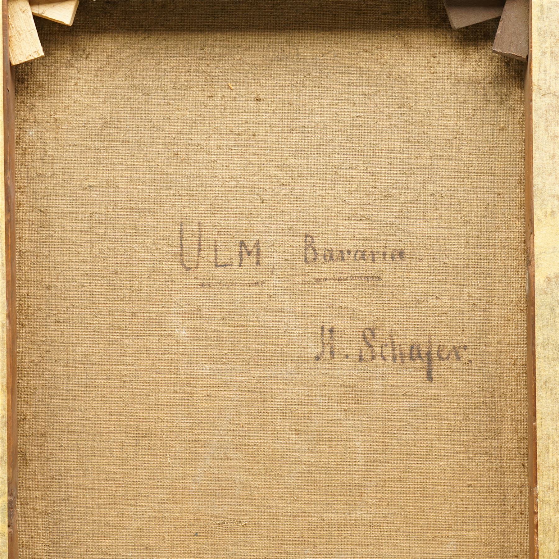 Henry Thomas Schafer (British/French 1854-1915): 'Ulm - Bavaria', oil on canvas signed with monogram and dated 1889, titled verso 39cm x 29cm