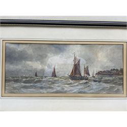 W Cannon (British early 20th century): Shipping off the Pier Head, pair watercolours signed and dated 1902, 19cm x 45cm (2)