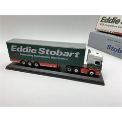 Four Atlas Editions 1:76 scale Special Edition Collector's Models of Eddie Stobart vehicles with paperwork; and another by Corgi No.59516; all mint and boxed; together with an Eddie Stobart DVD (6)