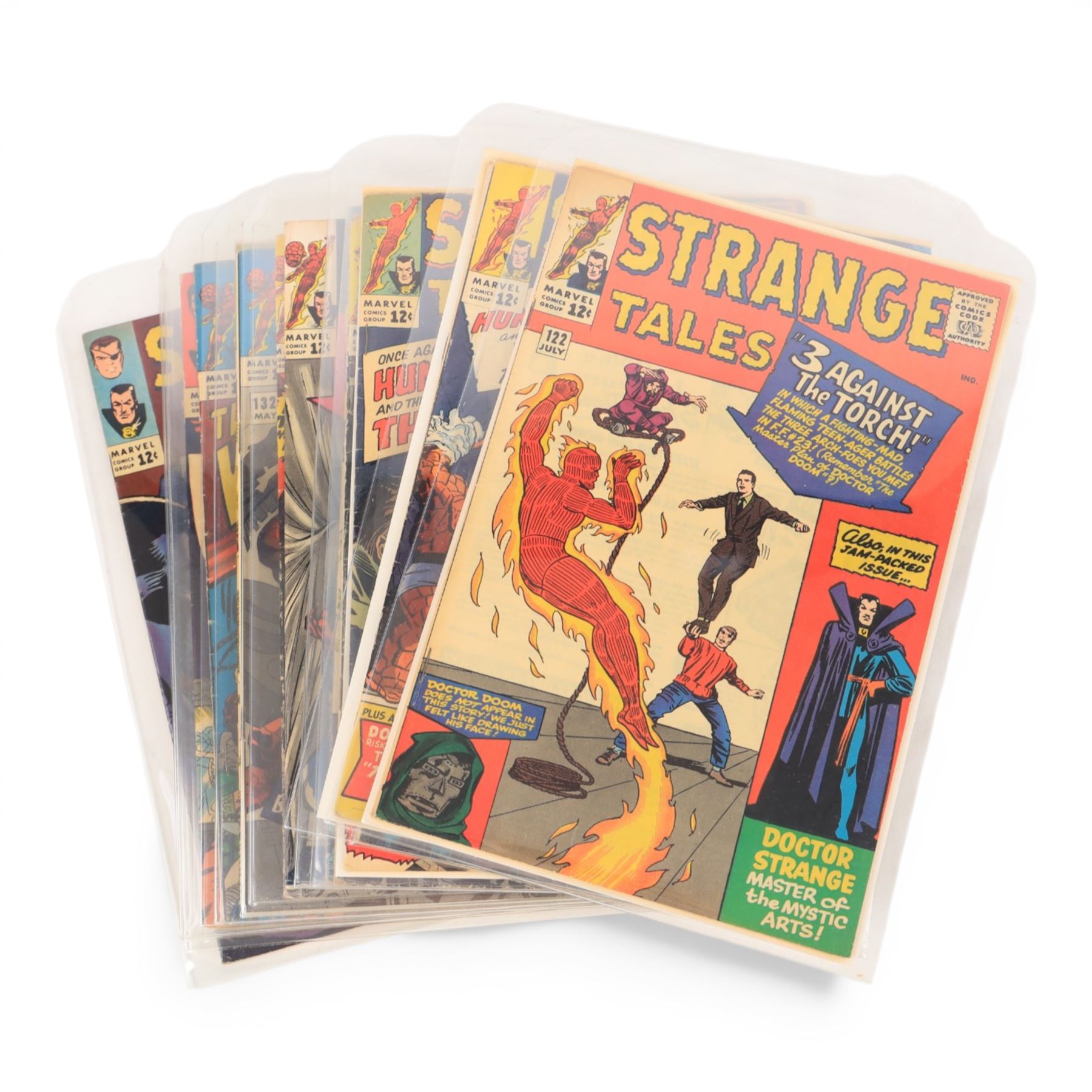 Fifty-six Marvel Silver Age 'Strange Tales' comic books, spanning years 1959-1966, comprising issues #68, #91, #94, #96, #100, #101, #106, #108, #113, #115, #116, #119, #121, #122, #124-#149, including some duplicates
