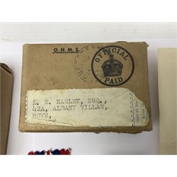 WWI pair of medals comprising British War Medal and Victory Medal awarded to 380807 Pte. W. Hayles Hamps. R.; Imperial Service Medal awarded to William Hayles; cased and boxed; WWII 1939-1945 War Medal and Defence Medal in issue box with slip; 1930s hallmarked silver football presentation fob etc