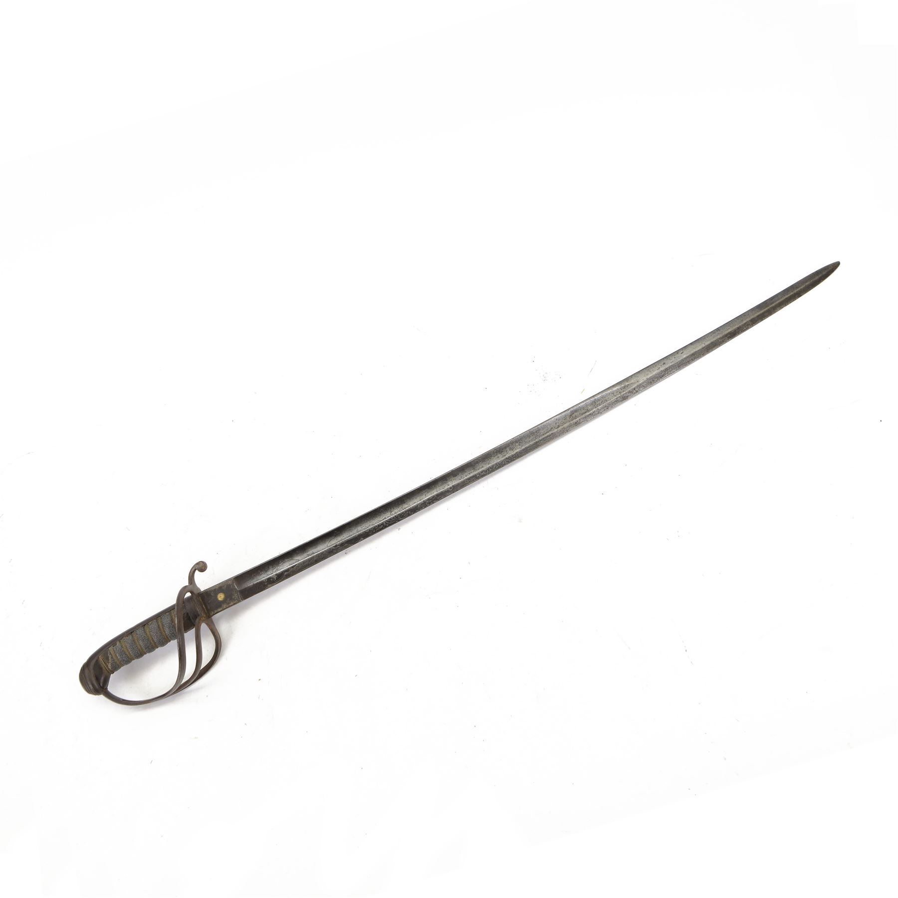 Victorian officer's sword by Landon & Morland Burlington St, London, with 82cm steel blade, wirebound fishskin grip, chequered backstrap and stepped domed pommel, overall L96cm
