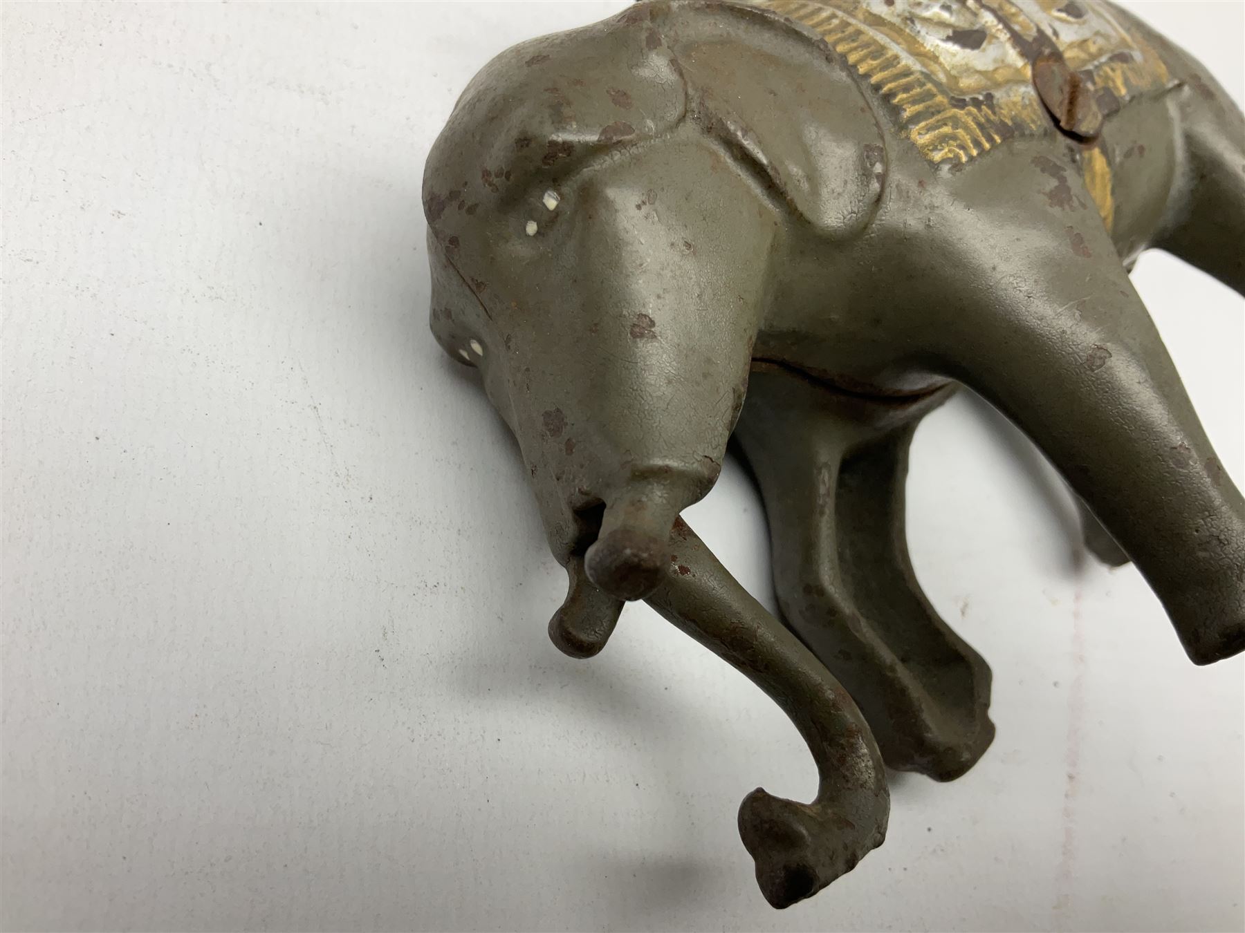 Two early 20th century cast-iron mechanical money banks - 'Rabbit on Cabbage' by Kilgore Manufacturing Company c1921 L11cm; and 'Elephant Swings Trunk' by A C Williams & Co patented 27th June 1905 L12.5cm (2)