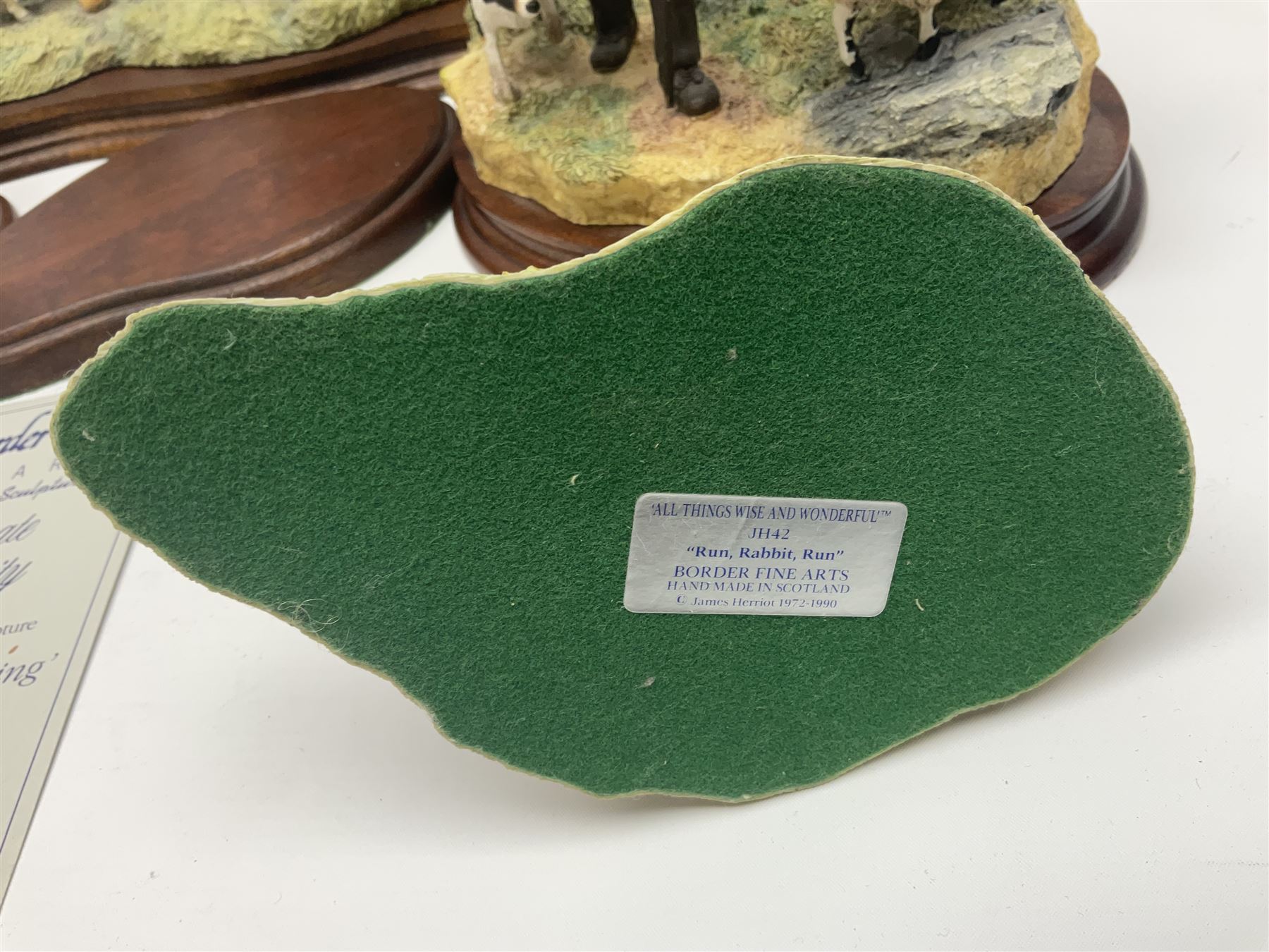 Collection of Border Fine Arts figures, comprising limited edition Supplementary Feeding 943/1750, On The Hill B0877, Run Rabbit Run JH42, James Herriott Studio Collection Venturing Out A22942 and Barn Owlets A25053, two with certificates (6)