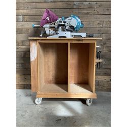 Makita LS0815FL chop saw, with wooden trolley