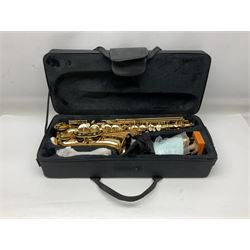 Trevor James Artemis A1 brass alto saxophone AL11572, serial no.321041; in lightweight carrying case with accessories