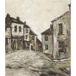 Barbara C Shaw (Northern British 20th century): 'Lane into Thorpe' and 'Main Street', two oil on boards signed together with M Yeadon (Northern British contemporary): 'Howarth Main Street Bronte Country', oil on board signed max 24cm x 39cm (3)