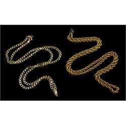 Gold rope twist link necklace and a gold curb link bracelet, both 9ct