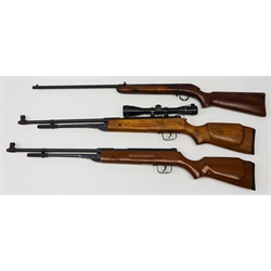  BSA Cadet break barrel air rifle .22cal C28853 stamped BSA on stock, a BAM under lever air rifle and a Chinese under lever air rifles with Nikko Stirling Gold Crown 4x40 scope, (3)  