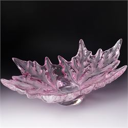 Lalique Champs-Elysees pattern clear and frosted pink glass bowl designed by Marc Lalique ...