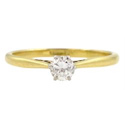 Gold single stone round brilliant cut diamond ring, stamped 18ct, diamond approx 0.30 carat