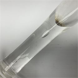 Georgian ale glass, the bowl of tapered form with fluted rim, etched with hops and barley, upon slightly tapering stem and circular domed and folded foot, H30.5cm