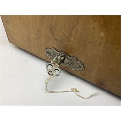 Cased sewing machine, together with bed warmer and copper hunting horn