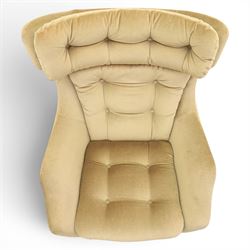 Parker Knoll - 'Blofeld' type model 1028 Statesman swivel chair, upholstered in grey velvet fabric, raised on a teak five point base  