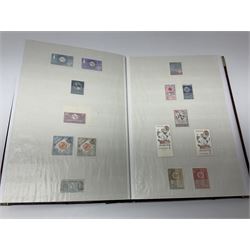Thematic stamp collection relating to satellites, telecommunications and space from various Countries including Angola, Antigua, Ascension, Australia, Bahamas Barbados, Bhutan, British Virgin Islands, Denmark, Ecuador, Israel etc, a mint and used collection housed in three stockbooks