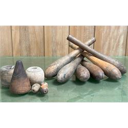 Set of six 'Indian clubs' some stamped with the Ordinance arrow, together with a group of ...