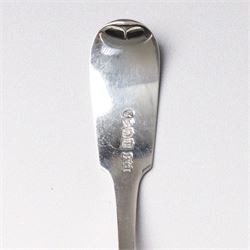 19th century Scottish silver fiddle pattern toddy ladle, Edinburgh 1837 Maker Millidge & Son, another Edinburgh 1835 Maker James McKay, George IV silver sauce ladle with fluted bowl London 1825 Maker Charles Eley and an Edwardian sauce ladle (4)