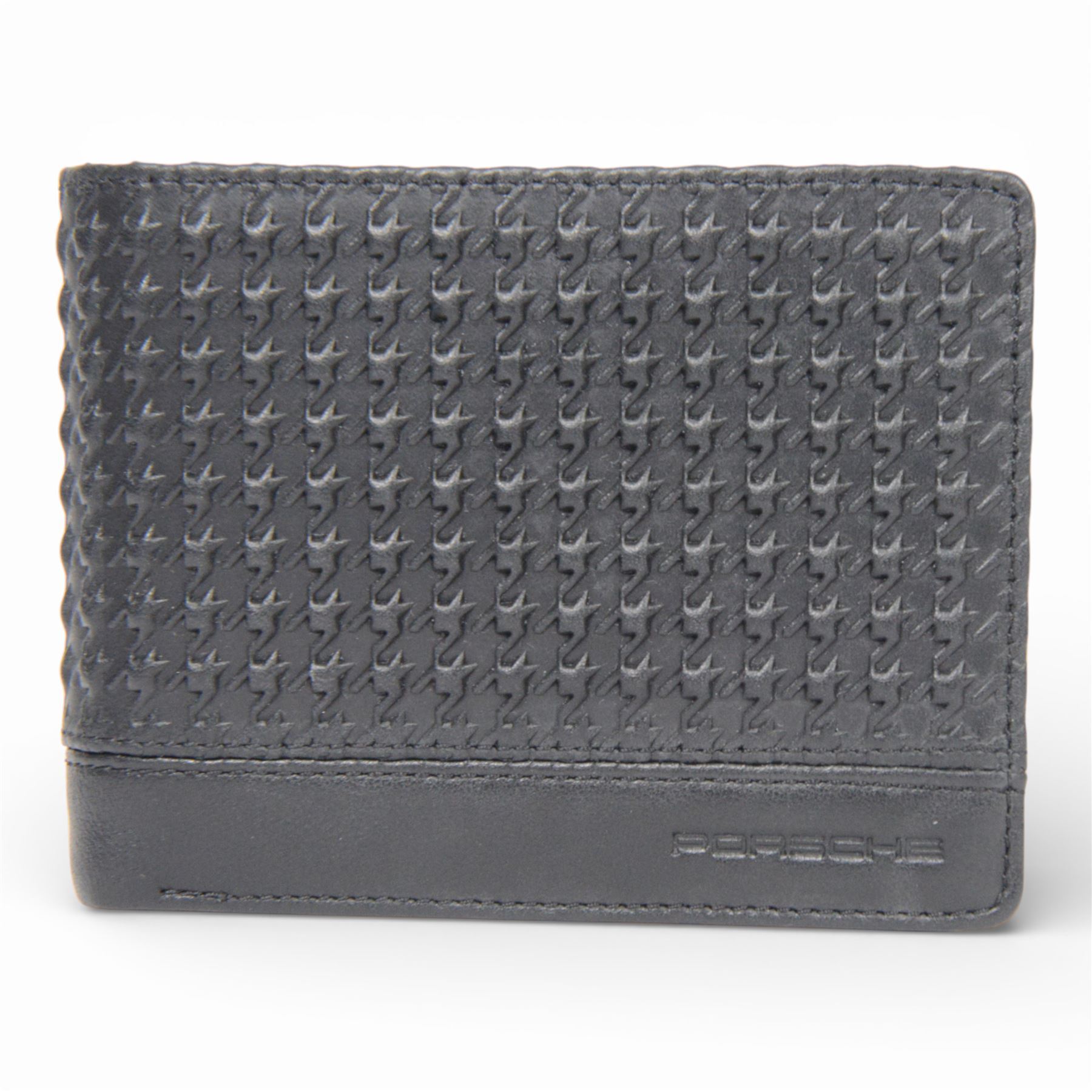 Porsche men's leather wallet, with protective slip cover in original box, wallet H9cm, L12cm 