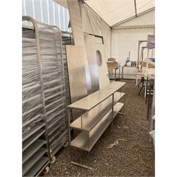 Three tier stainless steel shelving rack, and three stainless sleeves - THIS LOT IS TO BE COLLECTED BY APPOINTMENT FROM DUGGLEBY STORAGE, GREAT HILL, EASTFIELD, SCARBOROUGH, YO11 3TX