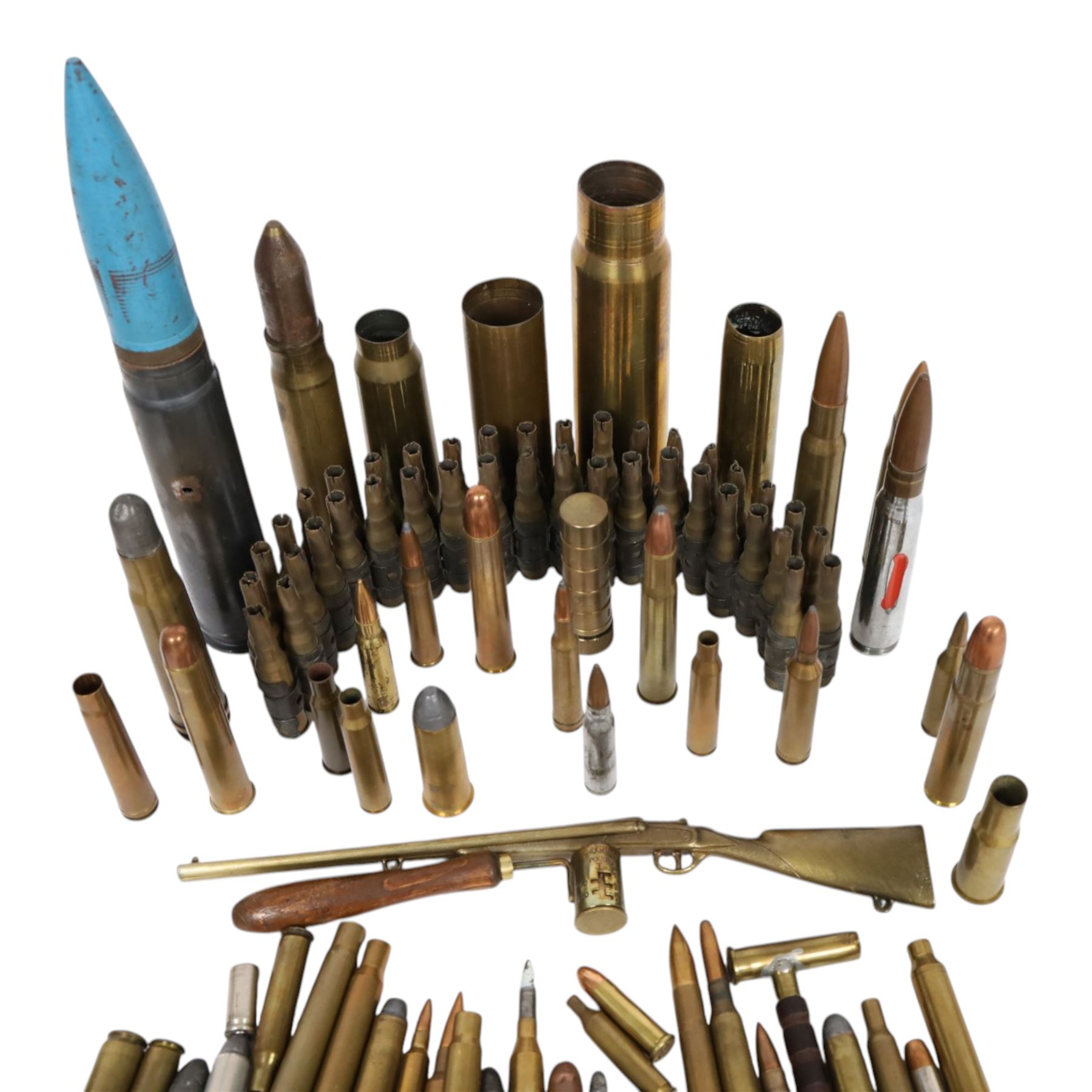 Collection of inert shells and cases, including 20mm BBC 1941,  27-145-DM1001 etc