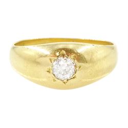 19th / early 20th century 18ct gold diamond ring, single old cut diamond of approx 0.30 ca...