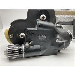 Arriflex 16SB camera body, serial no. 1784, with ' Carl Zeiss Distagon 1:2 f=8mm' lens, serial number 3860224, 'Carl Zeiss Jean Tessar 2/16' lens, serial no 3624355, camera pistol grip and other accessories, in fitted hard case