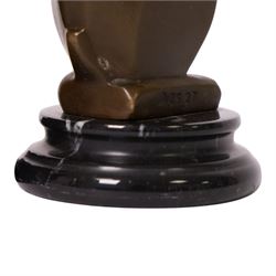 After André Bizette-Lindet - pair of Art Deco style bronze rabbits of graduating size, bearing signature and foundry stamp, largest H17cm