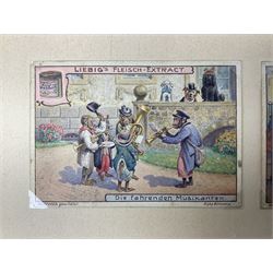 Six original Liebig watercolour illustrations: 'Theatre des Singes'