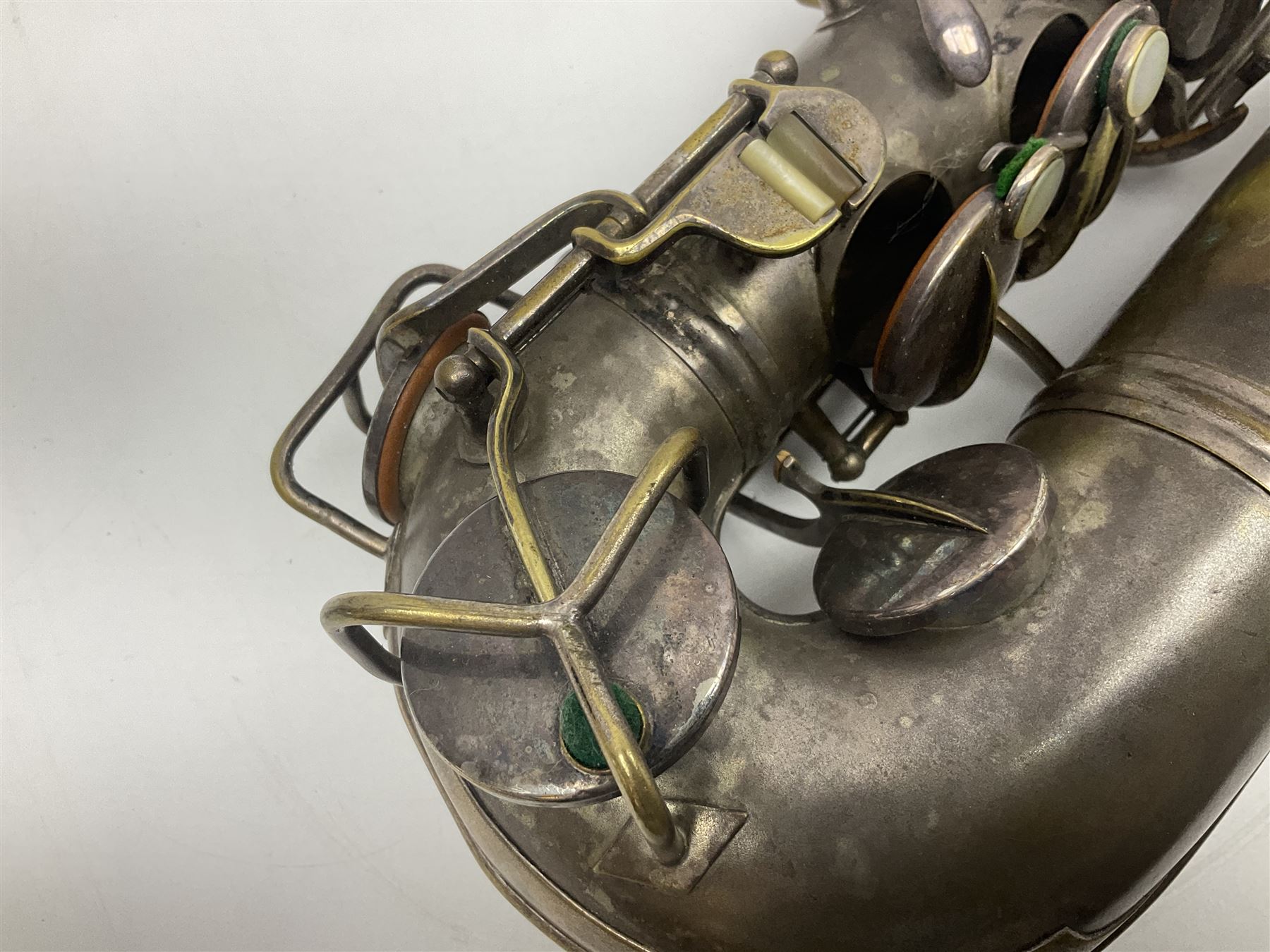 Early 20th century Elkhart Pan American C-Melody saxophone, Patd. Sept.14 1915, no.1153489, serial no.P27678; in fitted hard carrying case with crook