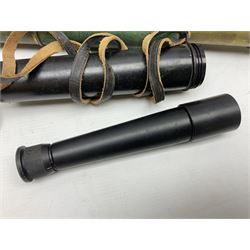 Brass telescope, together with Zenith 7 x 50 field binoculars, two polaroid cameras and other cameras and equipment 