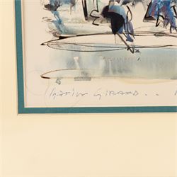 Maurice Girard (French 20th Century): French Street Scene, watercolour signed, with inscription 'Pour Bebe-', 35cm x 43cm 