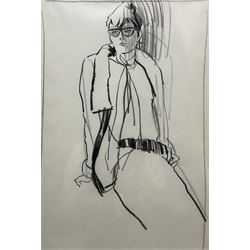 Diana Hughes (British contemporary): Fashion Sketches, pair charcoal sketches unsigned 48cm x 30cm (2)