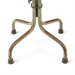 Pair of mid 20th century 'Tan-Sad' industrial chairs, black moulded fibre seats, raised on four supports
