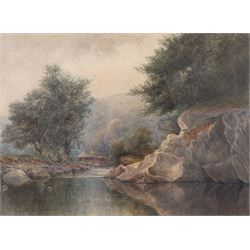 Colin R Carroll (British 19th Century): A Quiet Pool on the Lledr, watercolour signed and ...