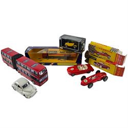 Collection of Tri-ang Railways OO gauge locomotive models including R50 4-6-2 Princess Victoria Black Livery and various accessories; three Kitmaster Corridor Composite OO gauge kit built model in green, together with a collection of die-cast toy vehicles including Clifford Series Ferrari Racing Car and M.G.B, mostly boxed