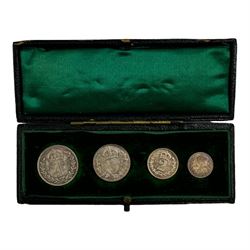 King Edward VII 1902 Maundy coin set, housed in a dated case
