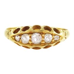 Early 20th century 18ct gold five stone old cut diamond ring, hallmarked