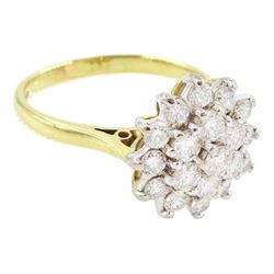 18ct gold round brilliant cut diamond cluster ring, London 1984, total diamond weight approx 1.15 carat