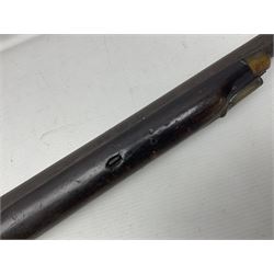 Early 19th century flintlock single barrel sporting gun by Johnston, approximately 14-bore, with 94cm(37