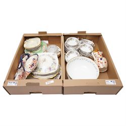 Eight Royal Adderley soup bowls and stands, five Victorian Copeland dessert plates, Coalpo...