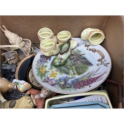 Dolls of the world, together with glass decanters, tea wares and other collectables, in two boxes 