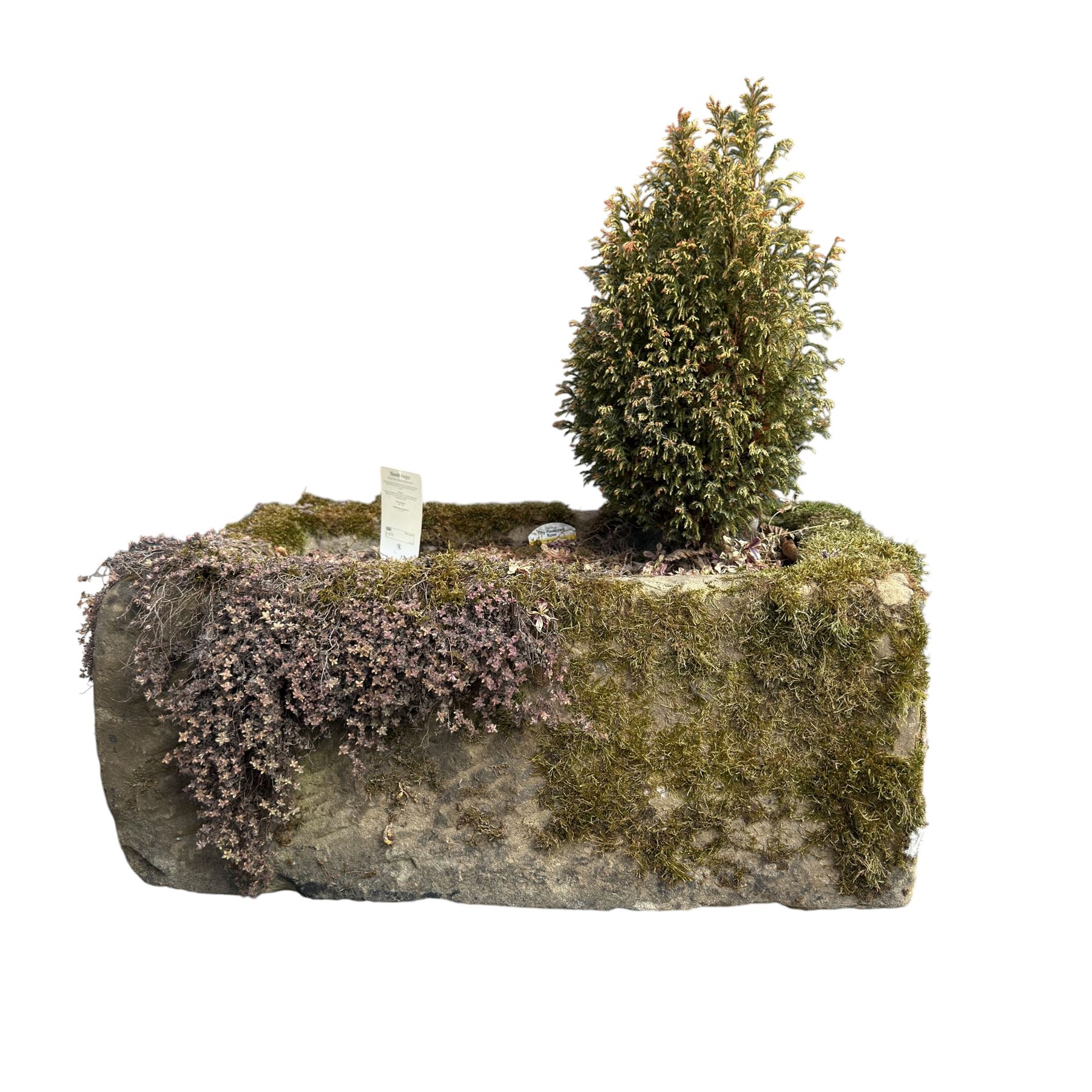 19th century hand hewn rectangular stone trough
