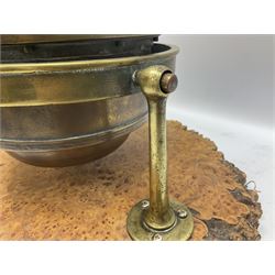 Sestrel brass cased ships gimbal mounted compass, fitted on a burrwood slab, serial no.5532, pat.no.586665 D19cm