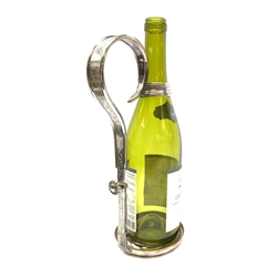 A silver plated wine bottle holder, together with a selection of glassware, to include a Victorian gill measure with lead seal stamped VR, two Victorian rummers, and other 19th century and later drinking glasses. 