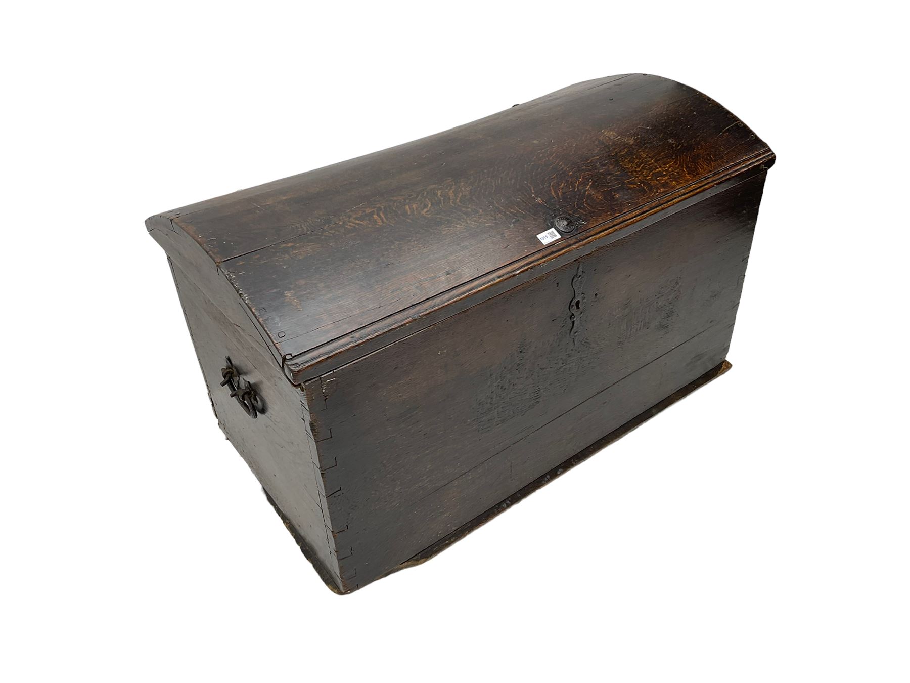 18th century oak blanket chest, hinged dome lid concealing fitted candle box 
