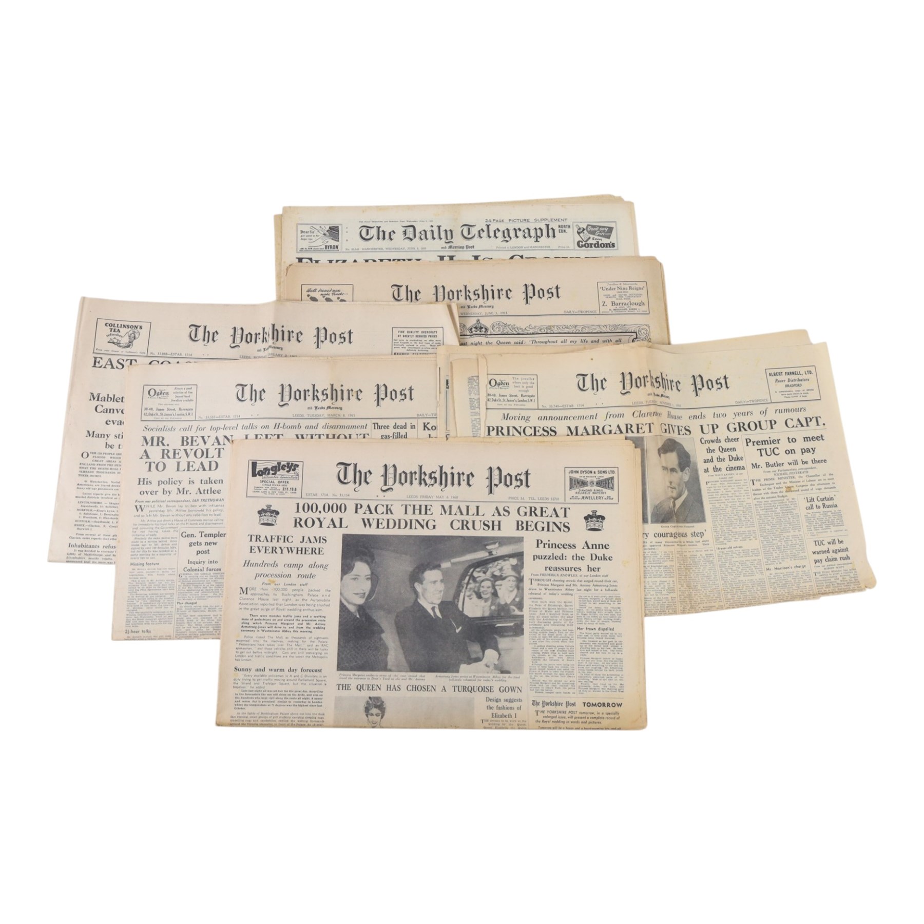 Collection Yorkshire Geological items,  WWII War Office and other Ordnance Survey maps; collection of early 1950's Yorkshire Post newspapers