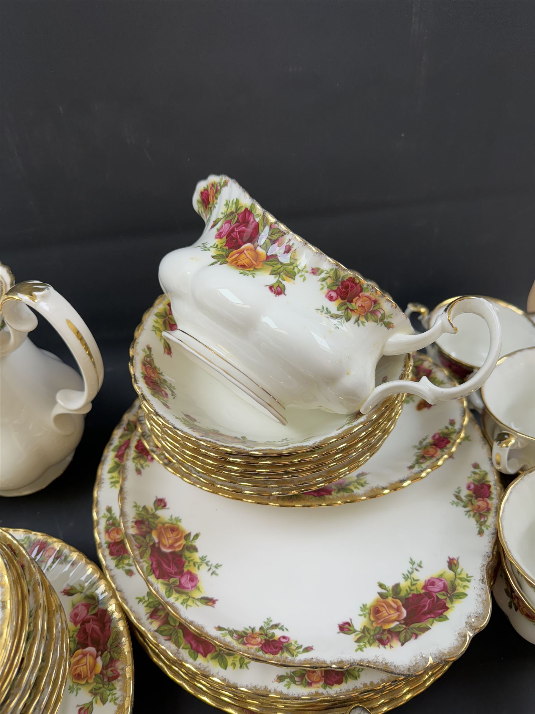 Royal Albert Old Country Roses pattern coffee and dinner service for six, including coffee pot, coffee cups and saucers, dinner plates, side plates, bowls etc 