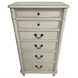Laura Ashley - 'Clifton' ivory finish chest, fitted with six graduating drawers with heavily moulded edges, flanked by split turned uprights