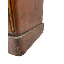 Chatsworth House - 19th century Victorian stained pine chest of drawers from Chatsworth House servant's quarters, moulded rectangular top over two short and three long drawers, plinth base. Provenance: Previously lot 1065 from the 