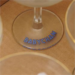 Set of fourteen Babycham glasses
